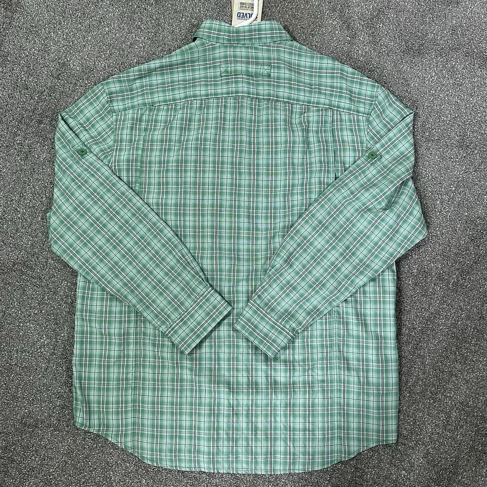 Duluth Trading Armachillo Cooling Shirt Men's Large NWT Green Plaid Long Sleeve - Picture 3 of 9